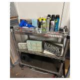 Assortment of Decor and Supplies with Rolling Cart