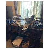 Vintage Wooden Desk and Contents