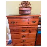 Tall Wooden Dresser and Contents