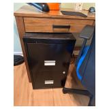 Wooden Desk, Desk Chair, and Contents