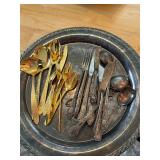 Silver Plate Tray, Utensils, and Gold Plated Utens