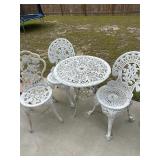 Cast Iron Table and 3 Chairs