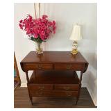 Bar Cart on Castors with Artificial Flower and Lam