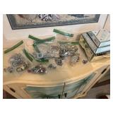 Assorted costume jewelry, watches and mirrored jew
