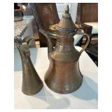 Brass Coffee Pot and Handle Vase