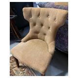 Tuffed Wingback Yellow Chair