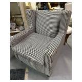 Black and White Houndstooth Upholstered Wing Club