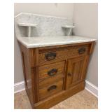 Antique Oak Marble Top Washstand
