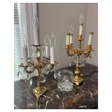 Pair of Vintage Crystal Candelabra Lamps
