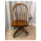 Vintage Solid Wood Windsor Swivel Desk Chair