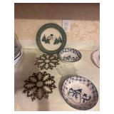 Snowman Dishes & snowflake Holder
