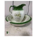 Antique Victorian Washstand Pitcher & Basin Set (b