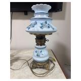 Vintage Blue Floral Hurricane Table Lamp (broken)