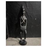 Hand Crafted Black Ebony Wood Sculpture with White