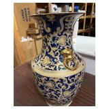 S vres-inspired Cobalt Blue and Gold Porcelain Vas