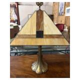 Brown Tiffany Lamp with Brass Base