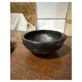 Vintage Colombian Black Clay Soup Bowl