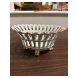 Vintage Porcelin Footed Gilt Bowl