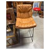 Modern Camel Brown Faux Leather Barstool Chair