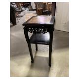 Wood Carved Accent Table with marble top