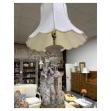 Large Vintage Porcelain Figurine Table Lamp