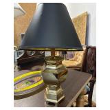 Vintage Brass Octagonal Table Lamp with a Black an