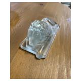 Vintage Viking Frosted Glass Sleeping Lion Sculptu