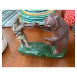 Vintage Cast Metal Mechanical Coin Bank 'Davy Croc