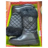 Women's Size 9 Tory Burch Black Fur Boots