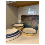 Kitchen Bowls and Glass Cutting Board