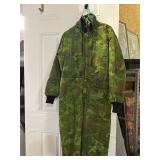 Vintage Camouflage Quilted Overalls with Hood