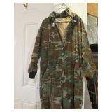 Vintage Camouflage Quilted Overalls with Hood