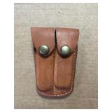 Vintage Tex Shoemaker Black Brown Leather Double M
