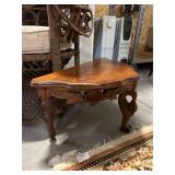 Antique Rococo-style Carved Wood Foot Stool
