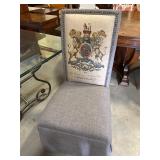 Upholstered Skirted Parsons Chair with Historic Br