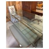 Heavy Solid Glass Dining Table with Iron Base