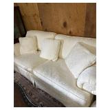 Like New Sherrill Sofa in Ivory Damask Upholstery