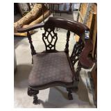 Chippendale Style Carved Mahogony Curved Arm Chair