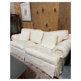 Like New Sherrill Sofa in Ivory Damask Upholstery