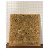 Vintage Crewel Embroidery Piece with Florals and B