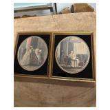 Pair of Antique Victorian Prints Gold Frame