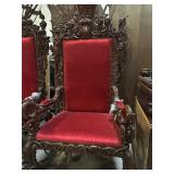 Renaissance Revival Throne Chair with Mahogony Fra