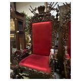 Renaissance Revival Throne Chair with Mahogony Fra