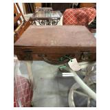 Vintage Brown Leather Small Suitcase