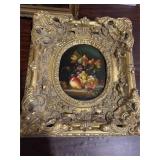 Oil on Canvas Still Life Painting in Heavy Frame