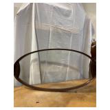 Antique Wooden Glass Tray with Brass Handles