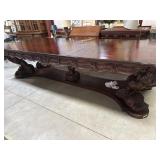 Large Monumental Dark Wood Dining Table Heavy Carv