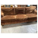 Marge Carson Brown Velvet Sofa