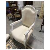 White Distressed Louis XV Style Armchair