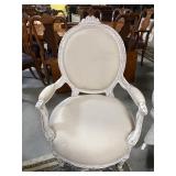 White Distressed Louis XV Style Armchair